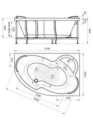 Ванна акриловая Радомир ИРМА (1690х1100) правая, белая, с каркасом 2-01-0-2-1-217