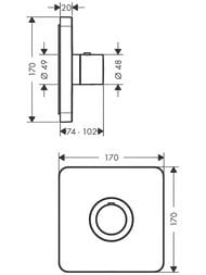 Смеситель Axor ShowerSelect 36711000 для душа, встраиваемый в стену, термостат, наружная часть,хром — изображение 3