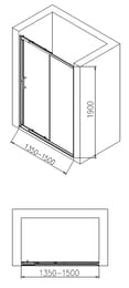 Душевая дверь BAND HOURS LOFT 135-150D (1350/1500x1900) прозрачное стекло/профиль хром
