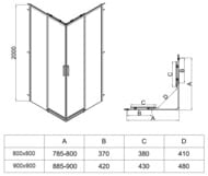 ������� ������ Vincea Soft 2 900�900�2000 ������ ����������/������� ������, VSS-3SO2900CLB