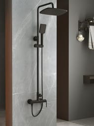Душевая система BelBagno ACQUA-DOCM-NERO  со смесителем для ванны, верхний и ручной душ,черный мат — изображение 2