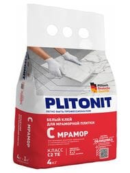 Клей PLITONIT С Мрамор белый для мраморной,мозаичной и стеклянной плитки, 4 кг
