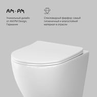 Унитаз подвесной AM.PM Like Aquaspin 370х485х370 безободковый, сиденье микролифт, белый C801900SC
