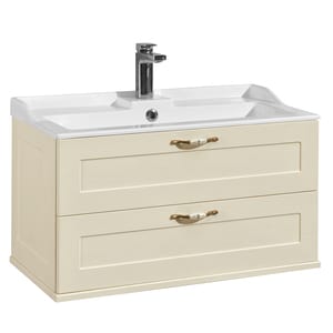 Тумба под раковину AQUATON Леон 80 1A186301LBPR0 800х436х447 подвесная, 2 ящика, дуб бежевый