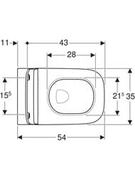 Унитаз подвесной Geberit Smyle Square (355х540х330) безободковый, с сиденьем, белый 500.685.01.2