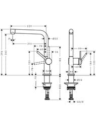 Чертёж Смеситель Hansgrohe Talis M54 для кухни 270 1jet сталь 72840800