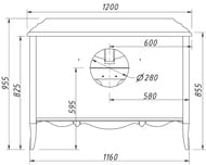 ����� ��� �������� Caprigo �������� 120 bianco 1200�955�540 ��� ���������� 11115-�031G