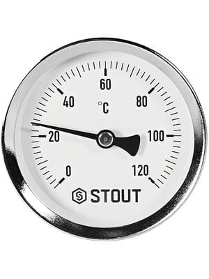 Термометр биметаллический STOUT 0-120*, D63мм, 1/2