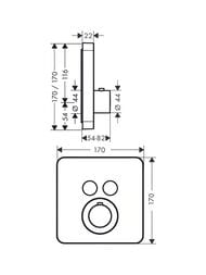 Смеситель для душа Axor ShowerSelect 36707950 термостат, встраиваемый, внешняя часть, латунь матова — изображение 2