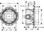 Смеситель Hansgrohe Metris 31456000+01800180 для душа, встраиваемый (внешняя и внутренняя часть)