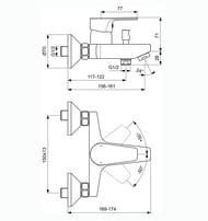 Набор смесителей 3в1 Ideal Standard ESLA для умывальника, ванны/душа, душевой гарнитур BC264AA