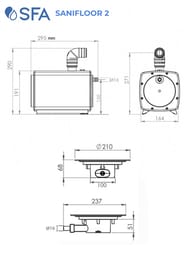Насос SFA SANIFLOOR 2 295х164х191 для душа (для винилового покрытия)