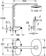   Grohe Rainshower System SmartControl 360 DUO 26250000  , 