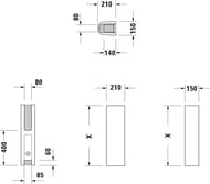 Пьедестал для умывальников 55-130 см DURAVIT STARCK 3 150х210 0865160000