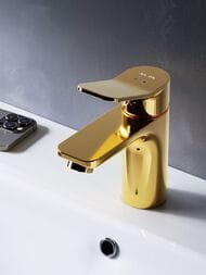 Смеситель AM.PM X-Joy F85A02199 100 мм, для умывальника, однозахватный, фиксированный излив, золот — изображение 5