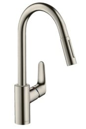 Смеситель Hansgrohe Focus M41 для кухни 240мм вытяжной поворотный излив сталь 31815800