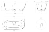 Ванна пристенная Salini Sofia Corner L 102525M 1700х850х590 угловая, S-Stone белый матовый