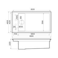 ����� Omoikiri KINARU PRO 86-U/I GB (860�460�220) ������������, ��/��� ����������, ������ 4997027