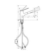 Смеситель Hansgrohe Zesis M33 2jet для кухни 150мм однорычажный, с вытяжным душем, хром 74800000