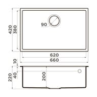 Мойка Omoikiri TEDORI 66-U-PL (660х420х200) подстольный монтаж, тетогранит, платина 4993979 — изображение 3