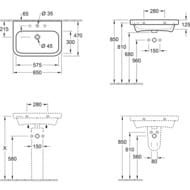 Раковина Villeroy & Boch Architectura (650х470) отв, перелив, ceramic+, белый 4188KGR1