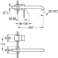 Смеситель Grohe Essence 19967001 для раковины на два отверстия, встраиваемый, внешняя часть