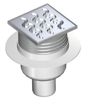 Сливной трап Alcaplast APV202 (105x105/50/75) прямая подводка, решетка нерж.сталь, мокрый гидрозатв