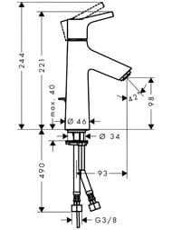 Смеситель Hansgrohe Talis S 72022000 для раковины, однорыч., CoolStart,со сливным гарнитуром, хром — изображение 2