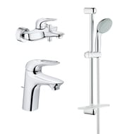 Набор смесителей Grohe Eurostyle для раковины, ванны, с душевым гарнитуром, хром 124416