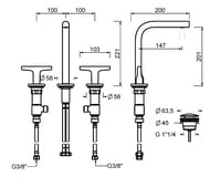 ��������� ��� �������� Fantini Sailing 67P5J007 �� 3 ���., �������������, �/�, Matt Gun Metal