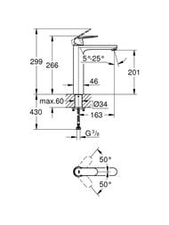 Смеситель для раковины Grohe Eurosmart Cosmopolitan 201 мм, однозахватный, XL-Size, хром 23921000 — изображение 4