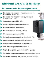  SHINHOO BASIC 15-4S N 130 1x230V, 1",  , 71212001