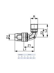 Уголок TECElogo 90* 25 х 1"Н с ниппелем, латунь 8610306
