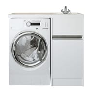 Тумба под раковину AQUATON Лондри 40 1A236001LH010 420x496x860 для стиральной машины, 2 ящика, белый глянец