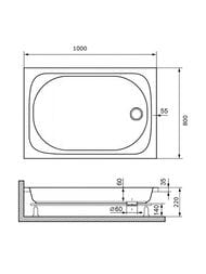 Душевой поддон RGW LUX/TN (800х1000х220) прямоугольный, акрил, с ножками, белый 16180280-21