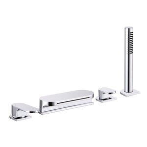 Смеситель на борт ванны RAVAK Chrome CR 025.00 на 4 отверстия, с душевой лейкой, цвет: хром