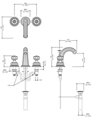 Смеситель для раковины Devon&Devon Excelsior King EXC-KN100CR на 3 отверстия, д/к, хром