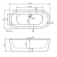 Ванна акриловая BelBagno BB12-1775 (1775х805х550) свободностоящая