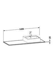 ���������� Duravit XSquare 1400�550�20 1 ����� ������, ������ ������, ������. ����  XS061GR7777