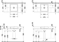 Раковина DURAVIT STARCK 1 470х470х100 шлифованная, б/отверстия под смес., крепление 0387470028