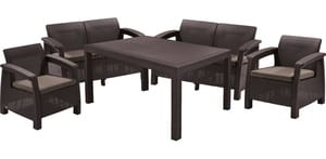 Комплект мебели KETER CORFU FIESTA (128x70х79), 2 дивана+2 кресла+стол, коричневый