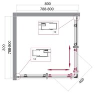 Душевой уголок BelBagno Uno (800х800х1950) UNO-195-A-2-80-C-Cr стекло прозрачное, профиль хром