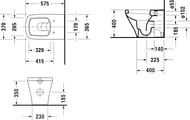 Унитаз напольный DURAVIT DuraStyle 370х570х400 горизонт. выпуск, антигрязевое покрытие 21500900001