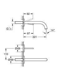��������� Grohe Atrio 19918003 ��� ����������� �� 2 ���������, ������� �����, ����