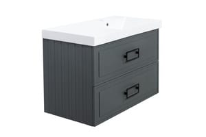 Тумба под раковину La Fenice Cubo Twin Grigio 90 (876х469х613) серая матовая FNC-01-CUB-G-90-2