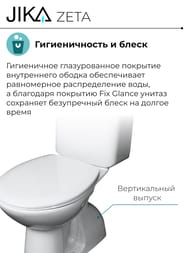 Унитаз компакт Jika ZETA (360х787х670) вертикальный выпуск, 3/6 л смыв,белый 8.2539.7.000.242.1