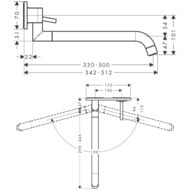 ��������� Axor Uno 38815340 ��� �����, ���������, ����� 330-500��, ����������� ������ ����