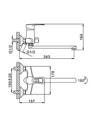 Смеситель для ванны с изливом и дивертором , FRAP хром, F22701-B — изображение 8