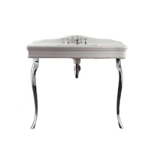 Консоль с литой раковиной Devon&Devon Colette DECOLETTEBI3FGCR 1090х570х950 3 отверстия под смеситель,  с металлическими ножками, цвет: столешницы белый, ножки хром