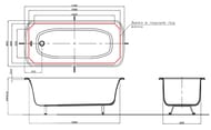 Ванна MIGLIORE OLIVIA 174x83 podium встраиваемая в подиум, фурнитура бронза 24380